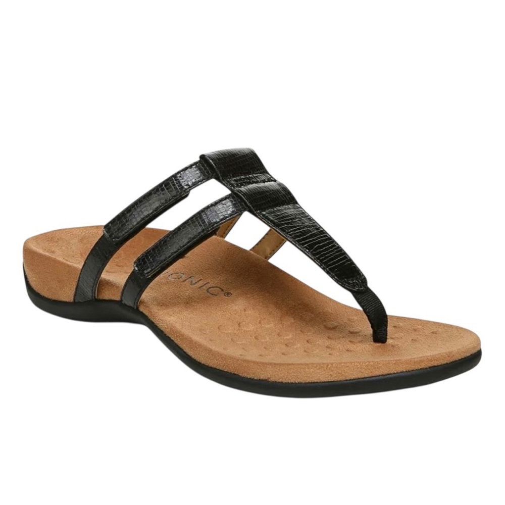 VIONIC | Black Elvia Womens Adjustable Slip-on Orthotic Sandal Flip Flop size 10